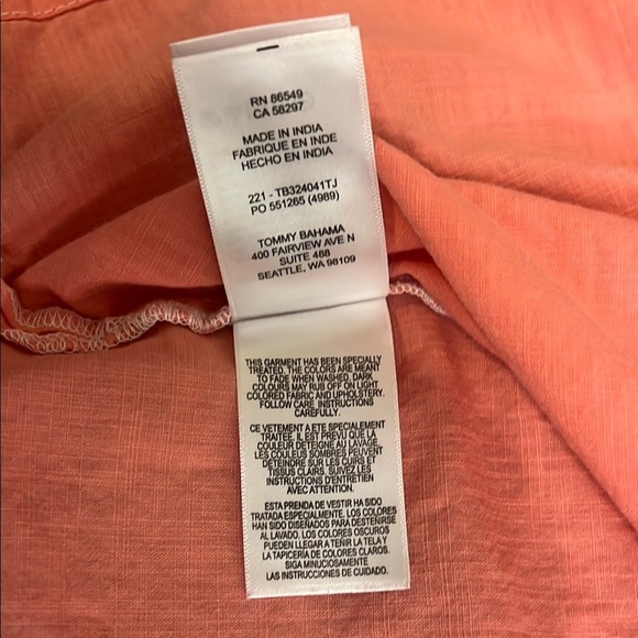 Tommy Bahama 100% Cotton Orange Casual Button Down Shirt - Picture 6 of 11